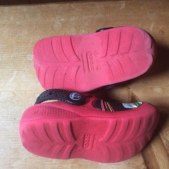 CROCS Red Cars Lightning McQueen & Francesco Ankle Strap Slip On Size Kids 8-9 - Picture 6 of 7